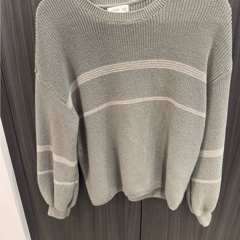 Gentle Fawn Sage Green and Cream Women's Sweater